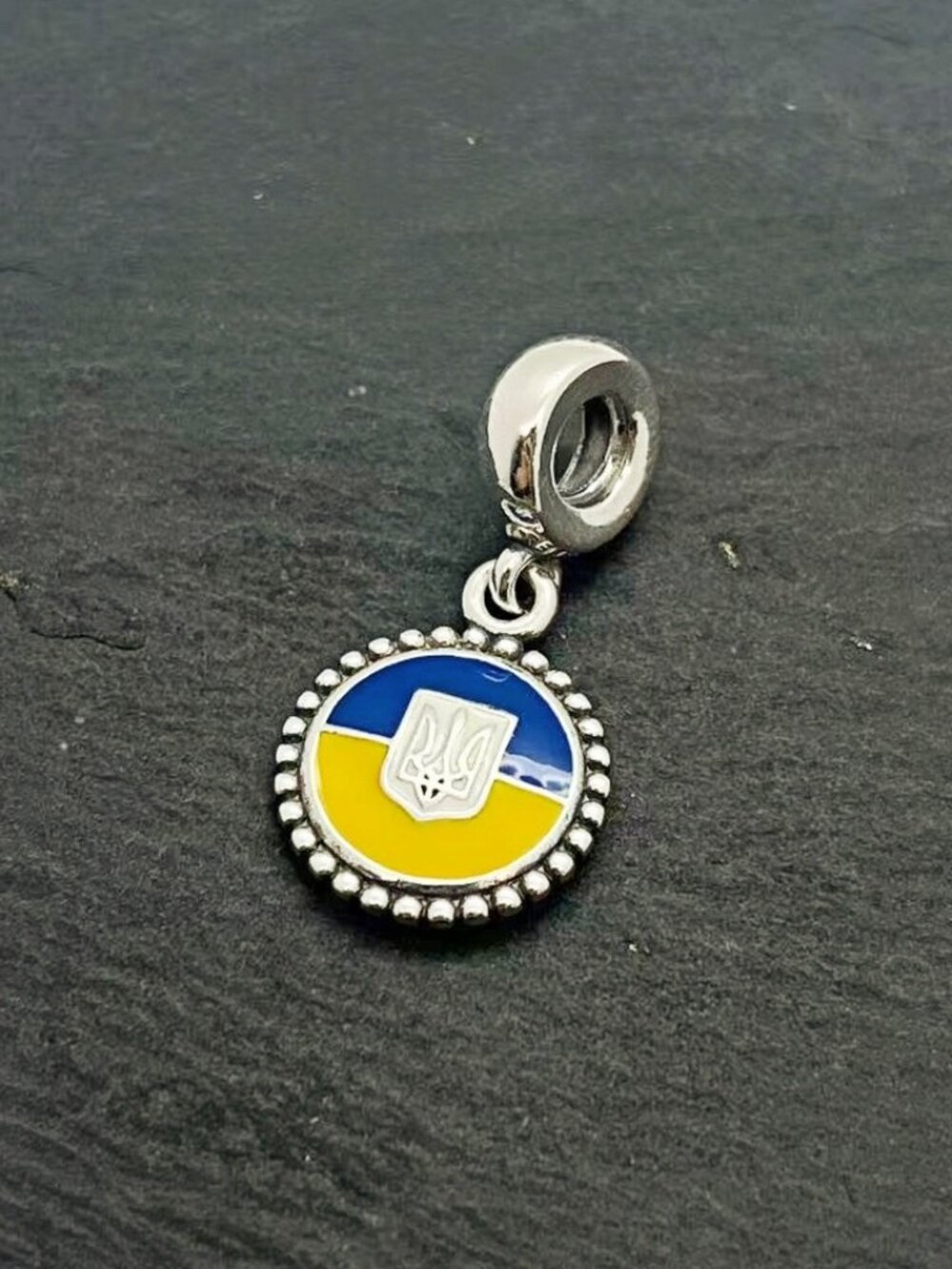 Pandora Ukraine Flag Exclusive Charm Sterling Silver Dangle Charm Jewelry